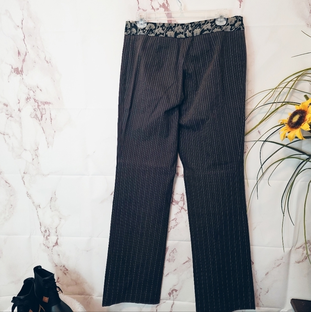 Antonio Marras Italian Pinstripe Wide Leg Pants Silk Waistband IT 44 (US 8) - Picture 4 of 6
